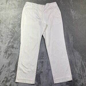 Lands' End Women's White Cropped Chinos Pants Casual Everyday Trousers Sz 30"
